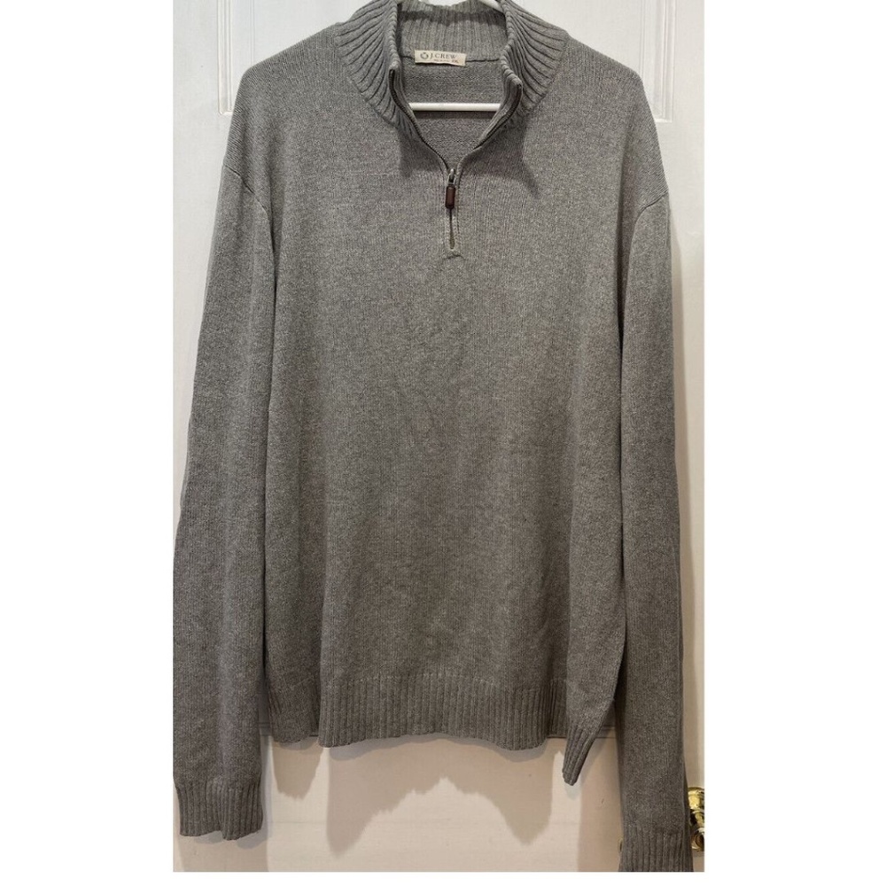 J. Crew 1/4 Zip Gray Pullover Cotton/Cashmere Sweater Men’s Size XXL (2XL)